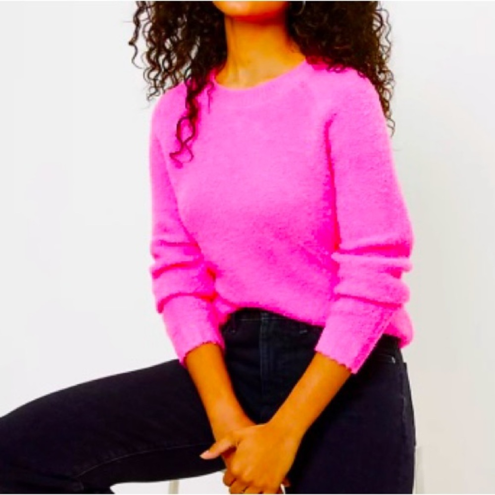 LOFT Vibrant Pink Crew Neck Sweater